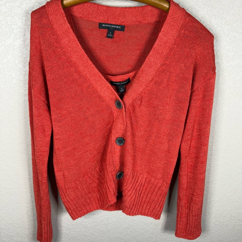 Banana Republic Burnt Orange Cardigan Sweater Set